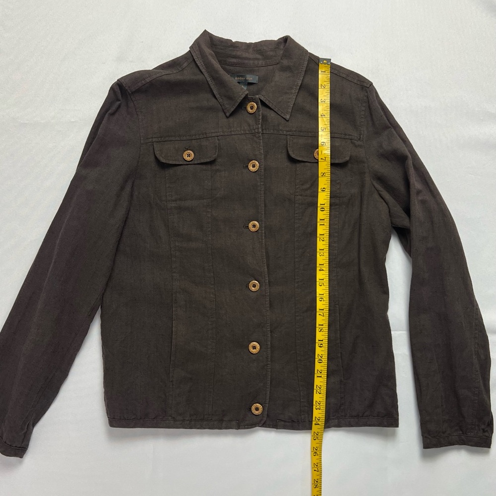 Amber Sun Cotton Linen Jacket Size Large - Picture 7 of 10